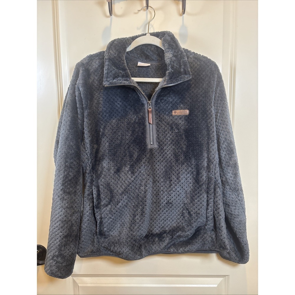 Columbia Jacket Women Large Gray Fireside II Sherpa Quarter Zip Fleece Pullover
